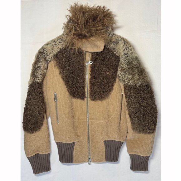 Marc Jacobs Fall 2014 RUNWAY Brown Tan Mongolian Shearling Wool Ski Style Jacket